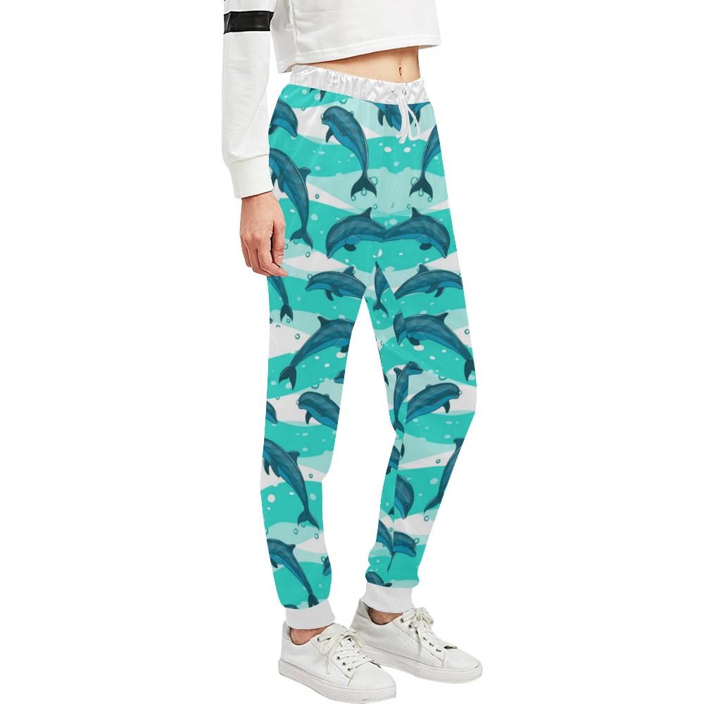 Dolphin Design Print Pattern Unisex Casual Sweatpants (Model L11)-JTAMIGO.COM