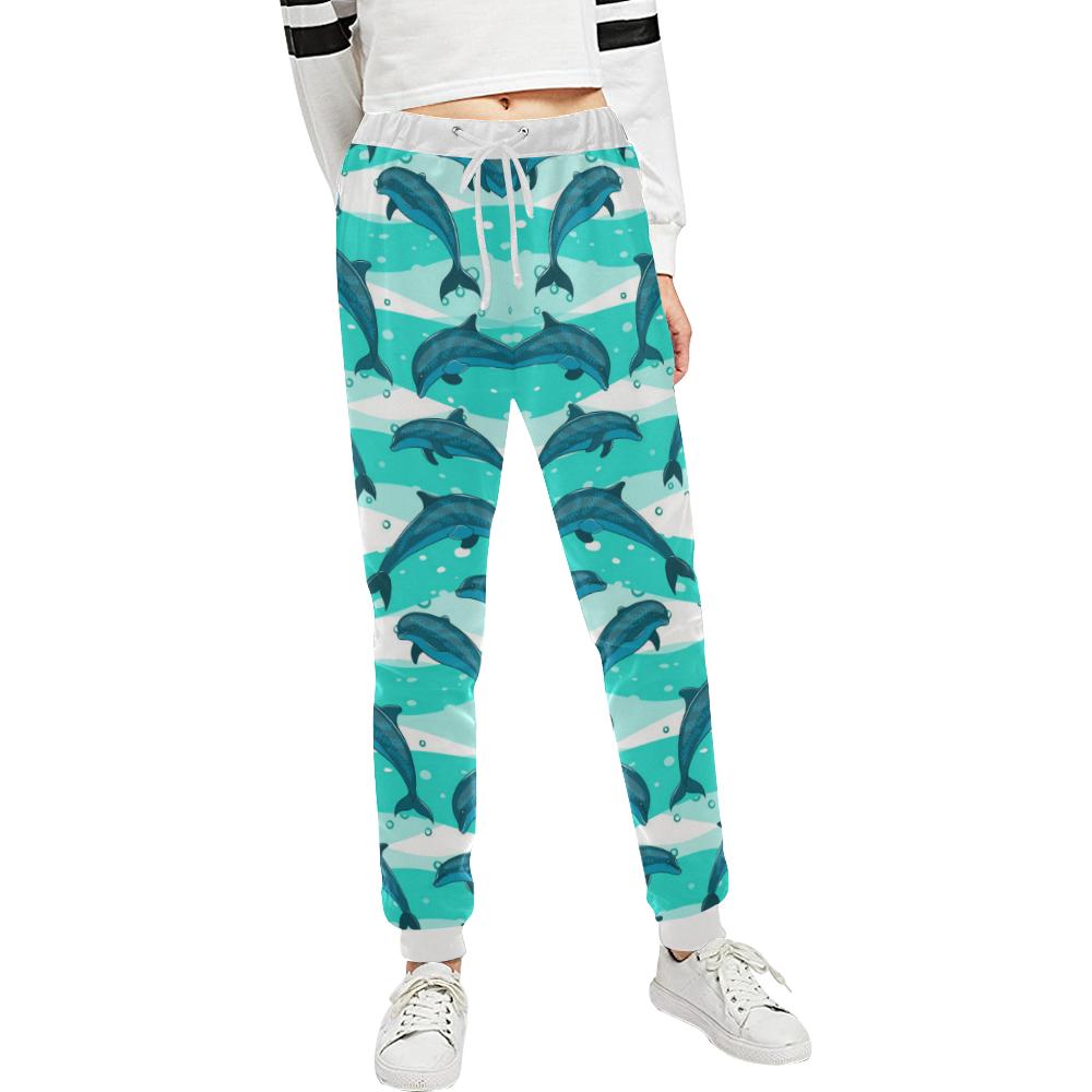 Dolphin Design Print Pattern Unisex Casual Sweatpants (Model L11)-JTAMIGO.COM