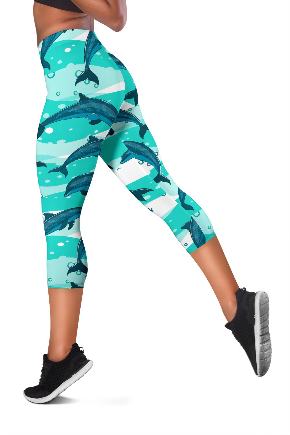 Dolphin Design Print Pattern Women Capris