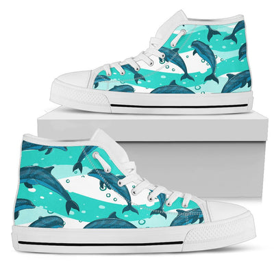 Dolphin Design Print Pattern Women High Top Shoes