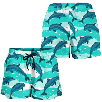 Dolphin Design Print Pattern Women Shorts-JTAMIGO.COM