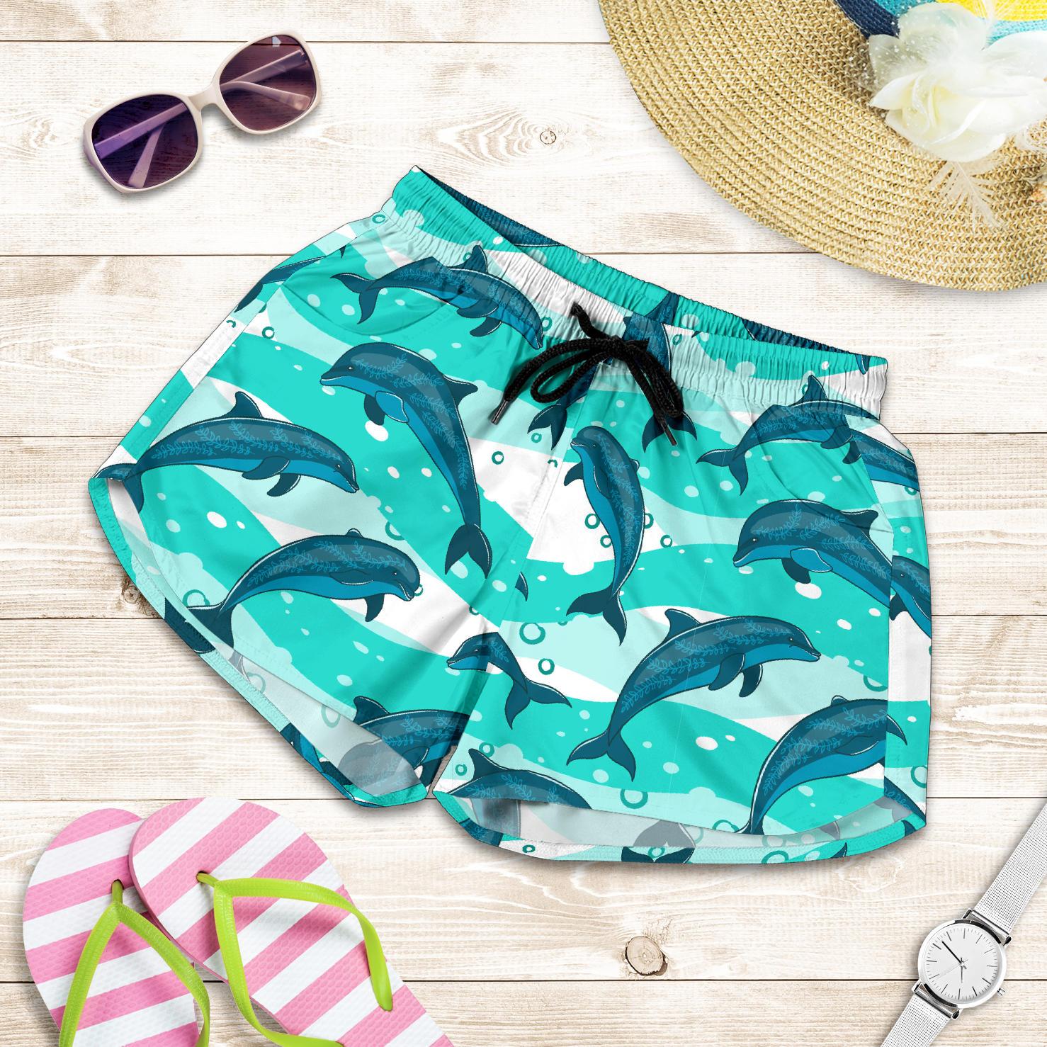 Dolphin Design Print Pattern Women Shorts-JTAMIGO.COM