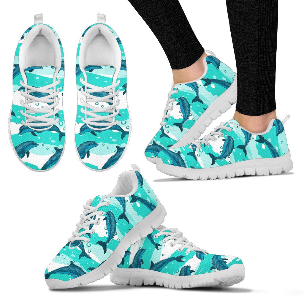 Dolphin Design Print Pattern Women Sneakers Shoes