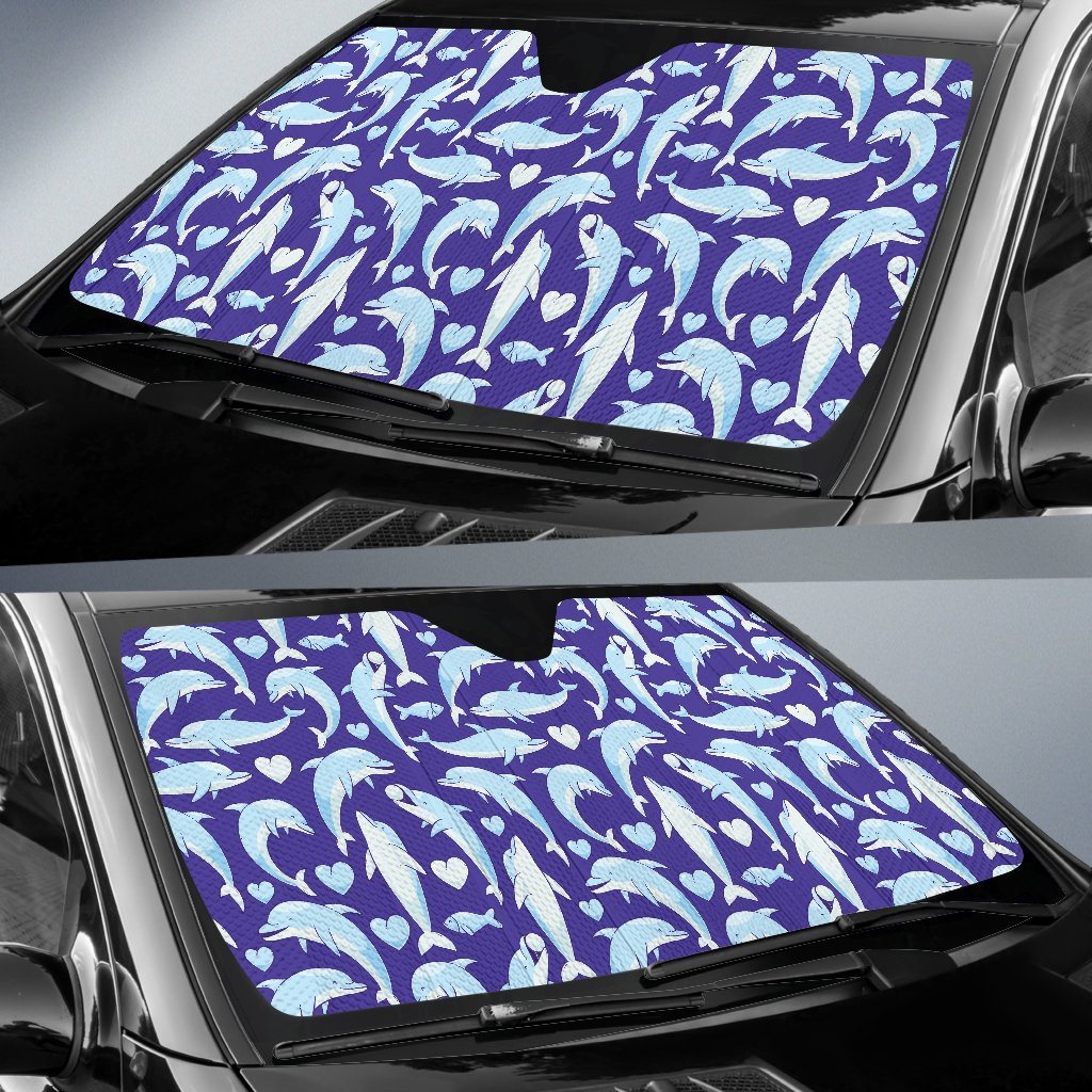 Dolphin Smile Print Pattern Car Sun Shade For Windshield