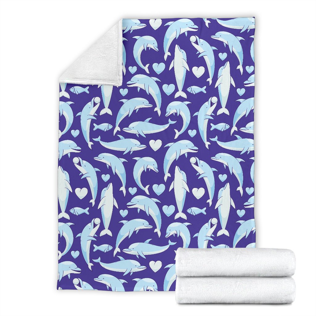 Dolphin Smile Print Pattern Fleece Blanket