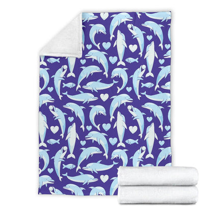 Dolphin Smile Print Pattern Fleece Blanket