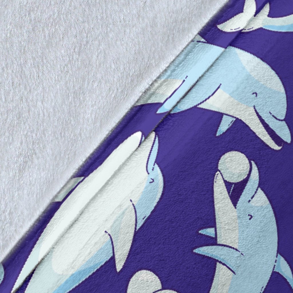 Dolphin Smile Print Pattern Fleece Blanket