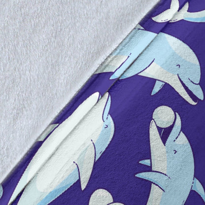 Dolphin Smile Print Pattern Fleece Blanket