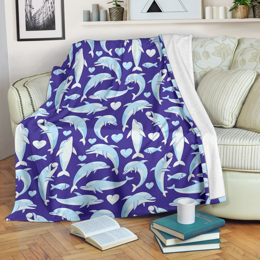 Dolphin Smile Print Pattern Fleece Blanket