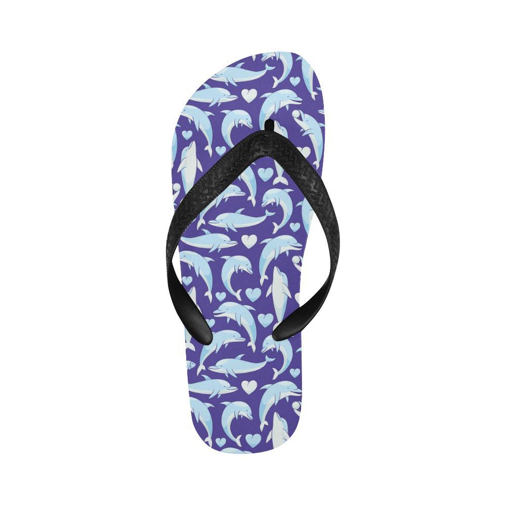 Dolphin Smile Print Pattern Flip Flops-JTAMIGO.COM