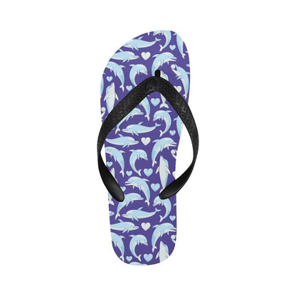 Dolphin Smile Print Pattern Flip Flops-JTAMIGO.COM