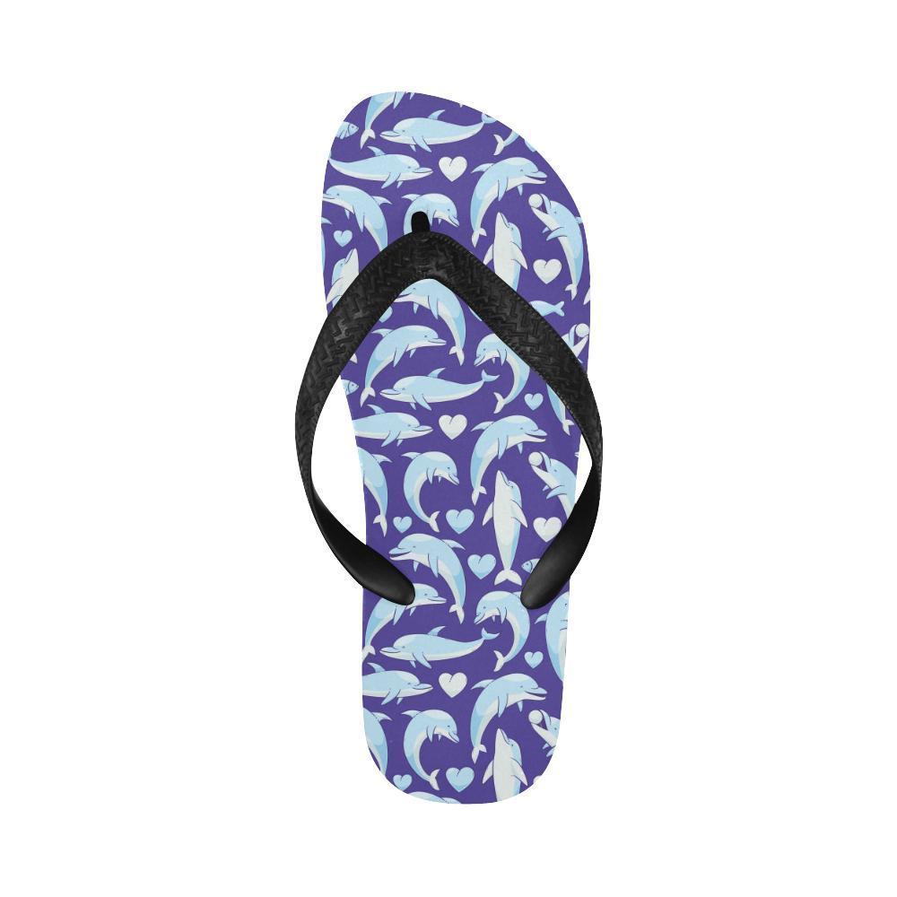 Dolphin Smile Print Pattern Flip Flops-JTAMIGO.COM