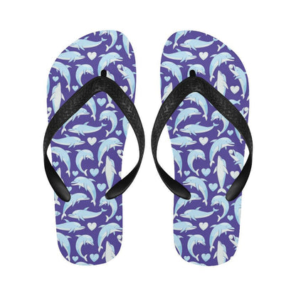 Dolphin Smile Print Pattern Flip Flops-JTAMIGO.COM