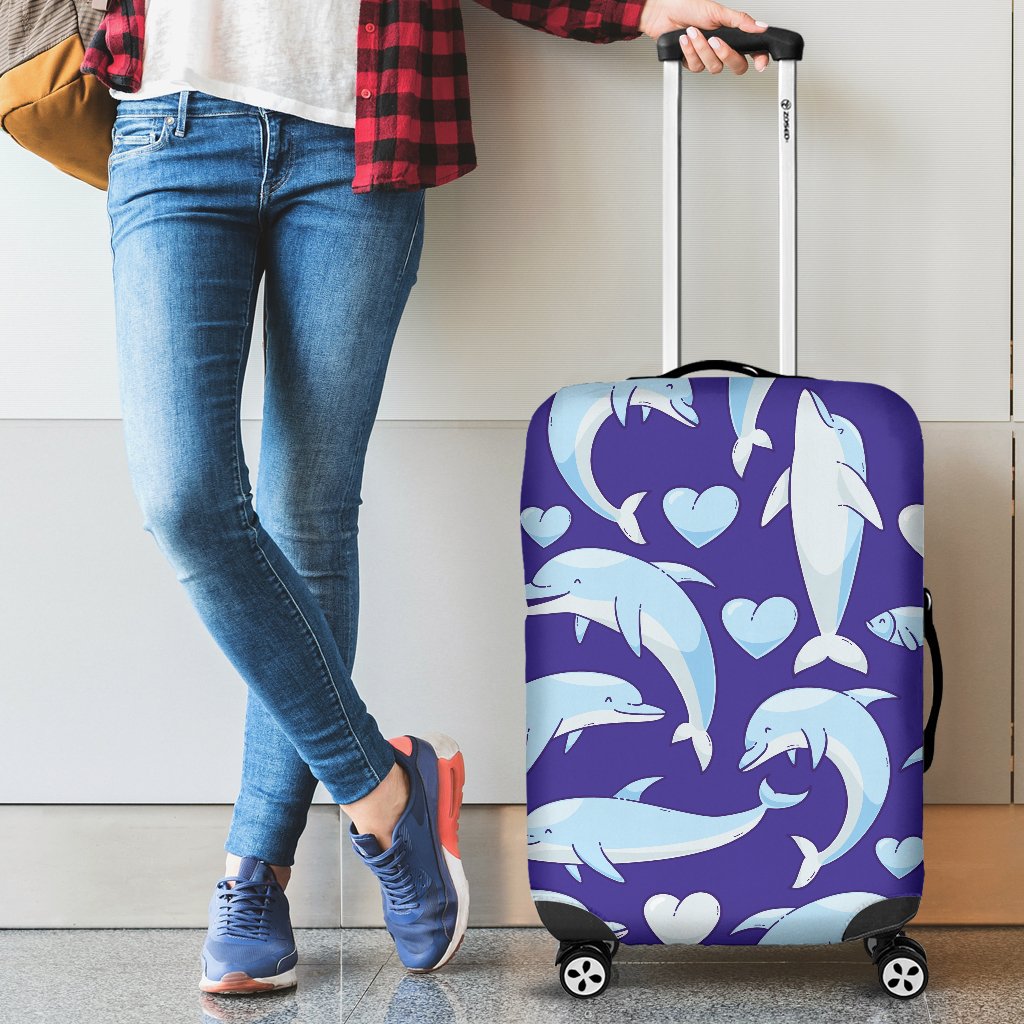 Dolphin Smile Print Pattern Luggage Cover Protector
