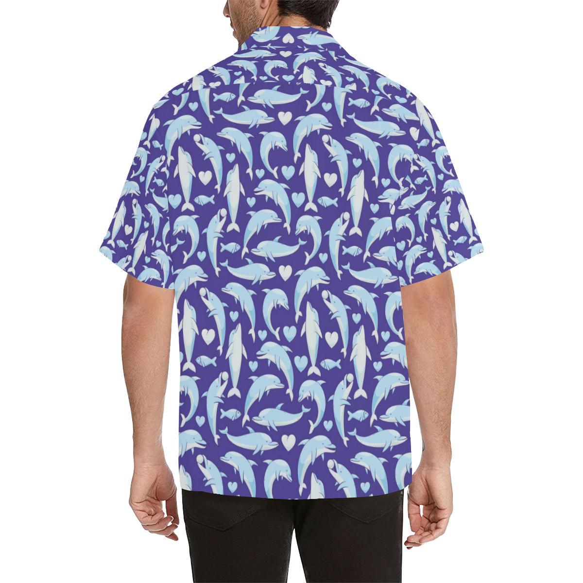 Dolphin Smile Print Pattern Men Aloha Hawaiian Shirt