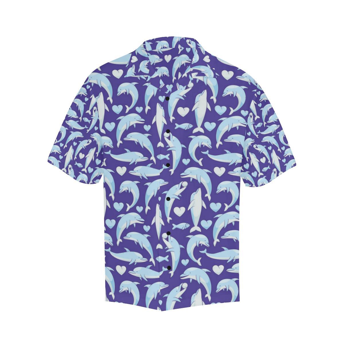 Dolphin Smile Print Pattern Men Aloha Hawaiian Shirt