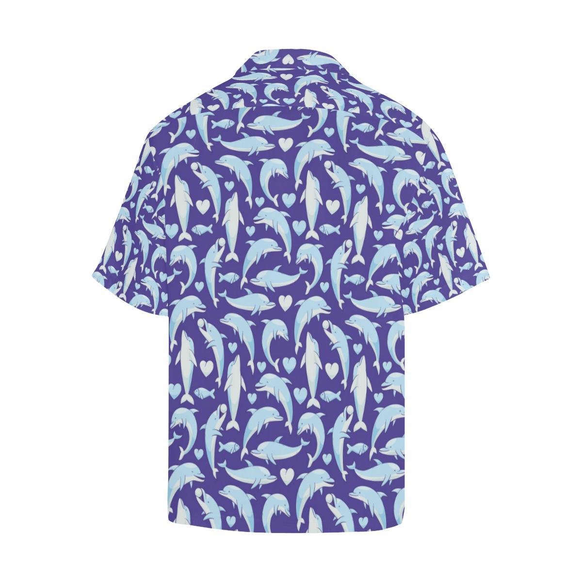 Dolphin Smile Print Pattern Men Aloha Hawaiian Shirt