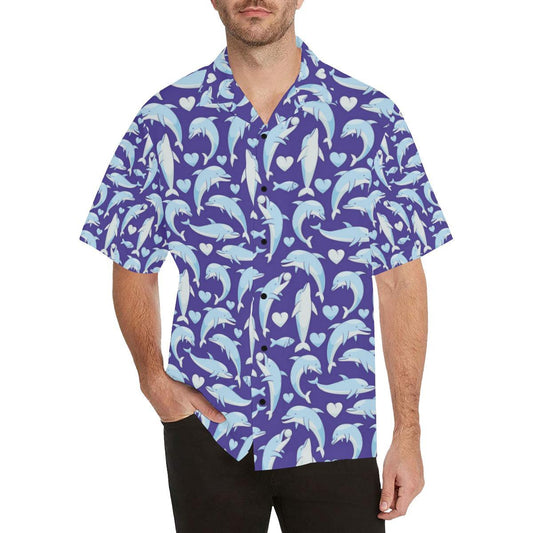 Dolphin Smile Print Pattern Men Aloha Hawaiian Shirt