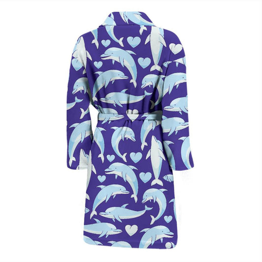 Dolphin Smile Print Pattern Men Bath Robe-JTAMIGO.COM