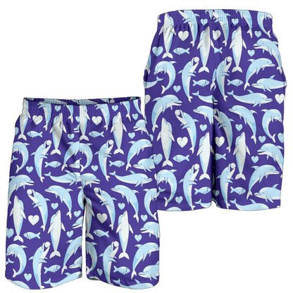 Dolphin Smile Print Pattern Mens Shorts-JTAMIGO.COM