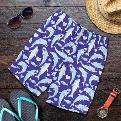 Dolphin Smile Print Pattern Mens Shorts-JTAMIGO.COM