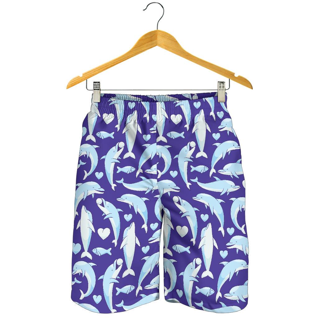 Dolphin Smile Print Pattern Mens Shorts-JTAMIGO.COM