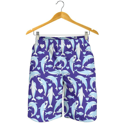 Dolphin Smile Print Pattern Mens Shorts-JTAMIGO.COM