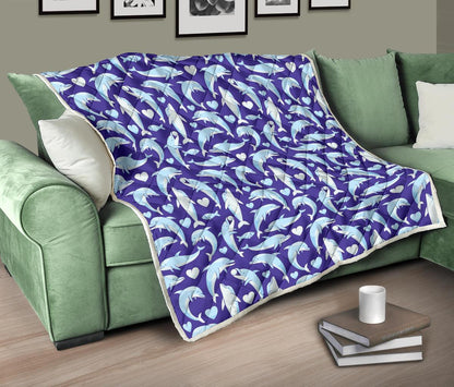 Dolphin Smile Print Pattern Premium Quilt-JTAMIGO.COM