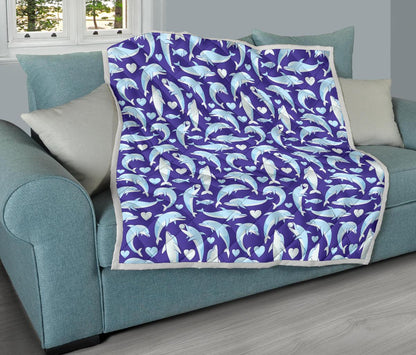 Dolphin Smile Print Pattern Premium Quilt-JTAMIGO.COM
