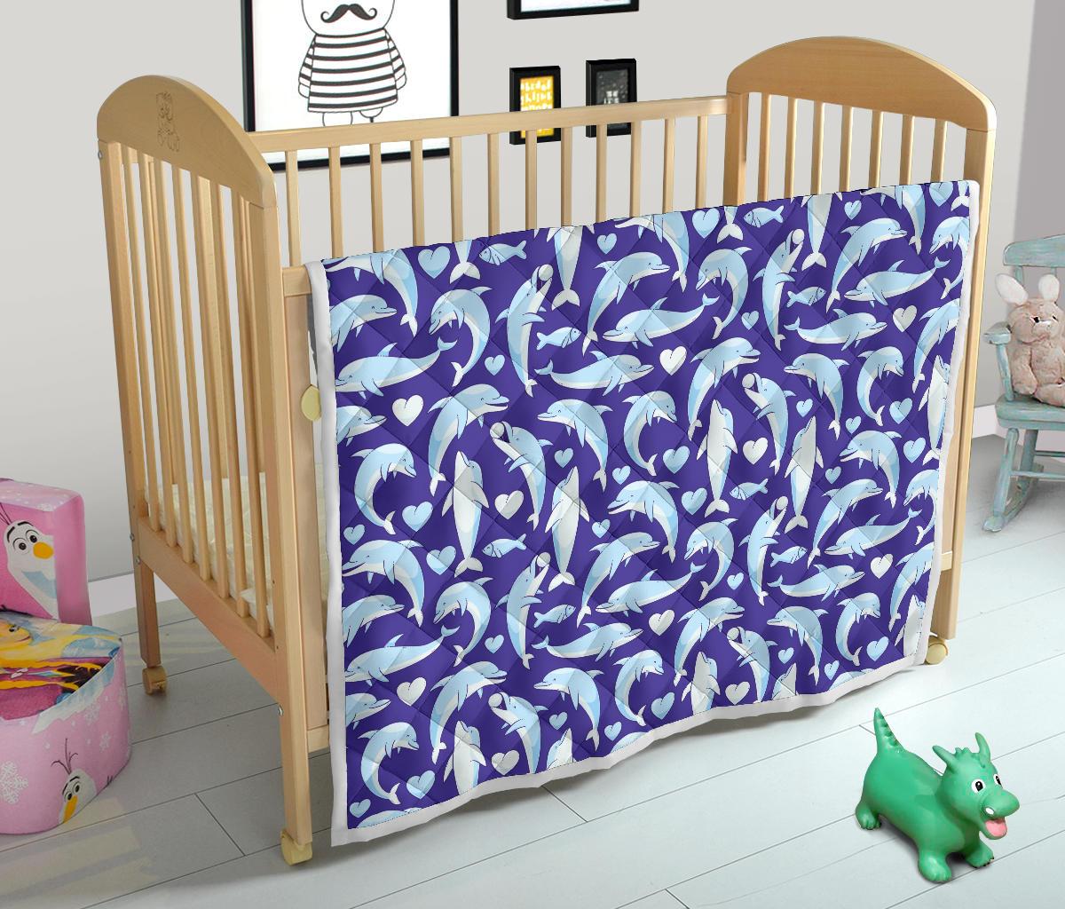 Dolphin Smile Print Pattern Premium Quilt-JTAMIGO.COM