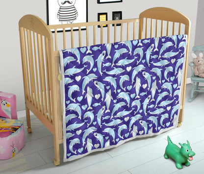 Dolphin Smile Print Pattern Premium Quilt-JTAMIGO.COM