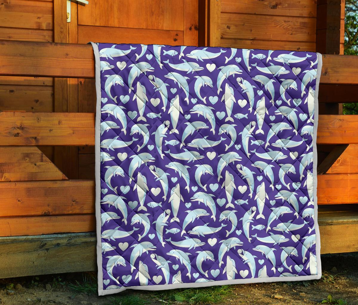 Dolphin Smile Print Pattern Premium Quilt-JTAMIGO.COM