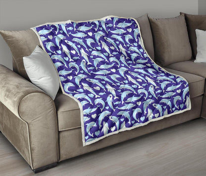 Dolphin Smile Print Pattern Premium Quilt-JTAMIGO.COM