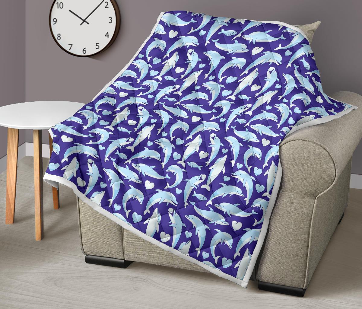 Dolphin Smile Print Pattern Premium Quilt-JTAMIGO.COM