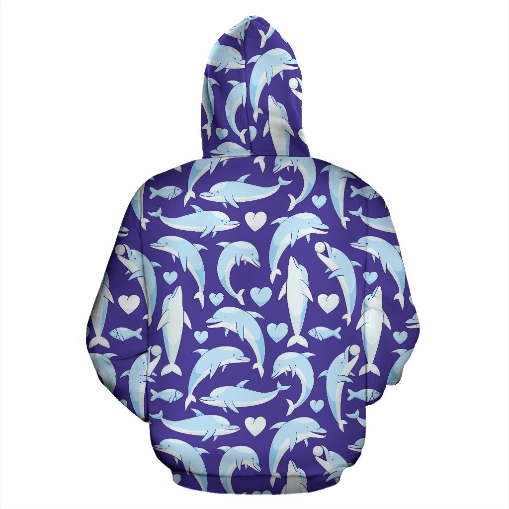 Dolphin Smile Print Pattern Pullover Hoodie