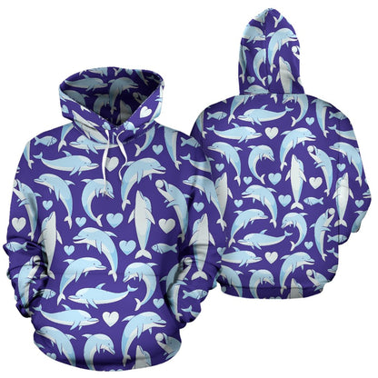 Dolphin Smile Print Pattern Pullover Hoodie