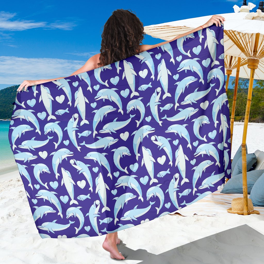 Dolphin Smile Print Pattern Sarong Pareo Wrap