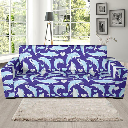Dolphin Smile Print Pattern Sofa Slipcover-JTAMIGO.COM