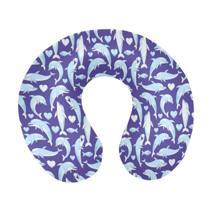 Dolphin Smile Print Pattern U-Shaped Travel Neck Pillow-JTAMIGO.COM