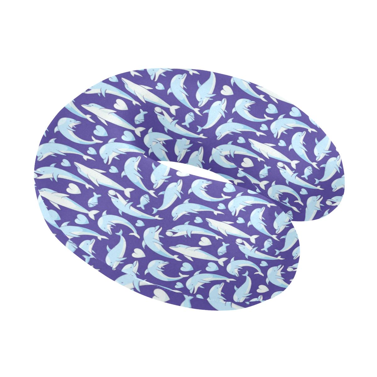 Dolphin Smile Print Pattern U-Shaped Travel Neck Pillow-JTAMIGO.COM
