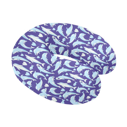 Dolphin Smile Print Pattern U-Shaped Travel Neck Pillow-JTAMIGO.COM