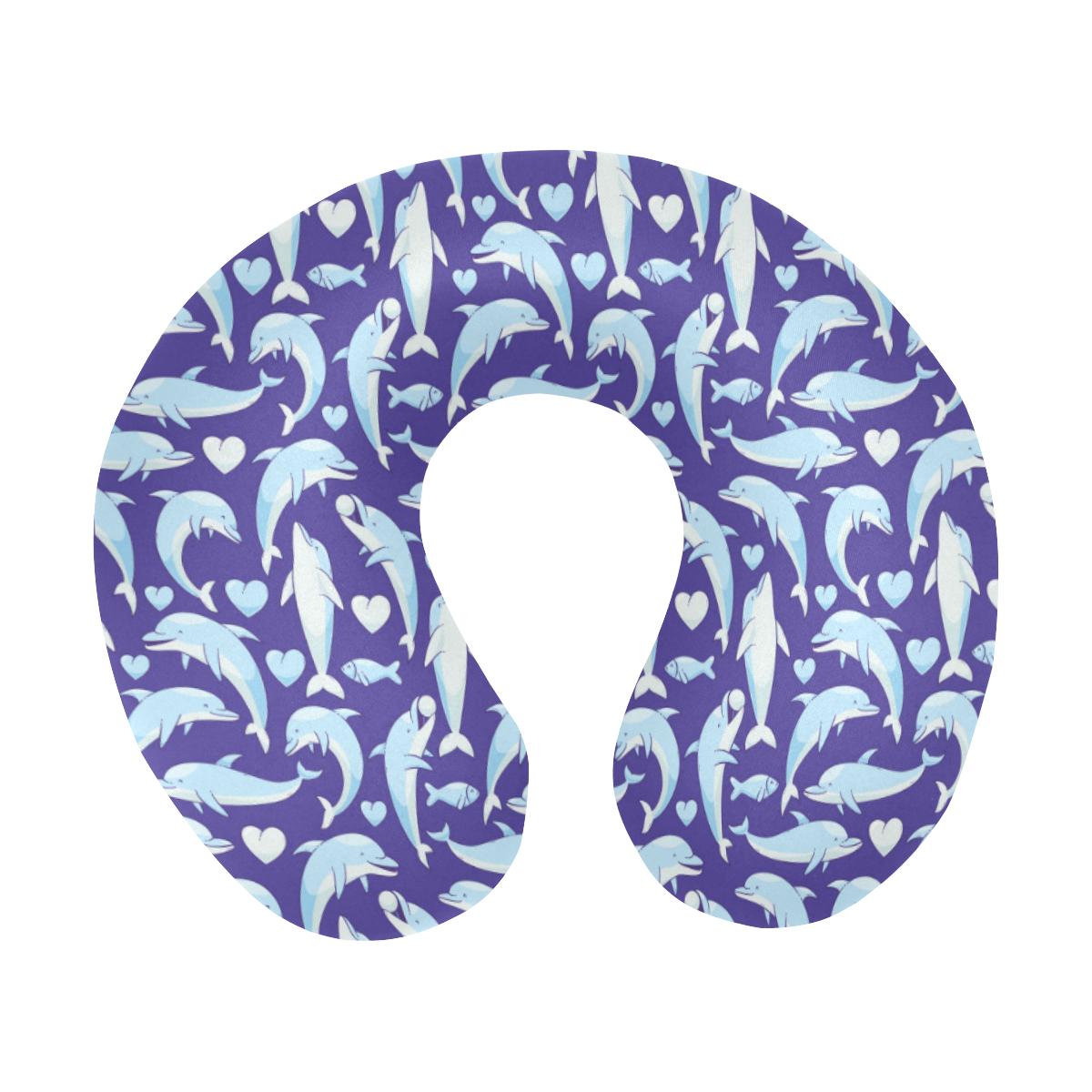 Dolphin Smile Print Pattern U-Shaped Travel Neck Pillow-JTAMIGO.COM