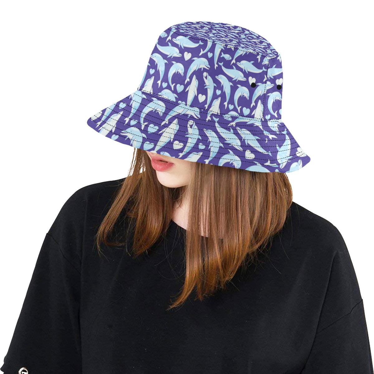 Dolphin Smile Print Pattern Unisex Bucket Hat