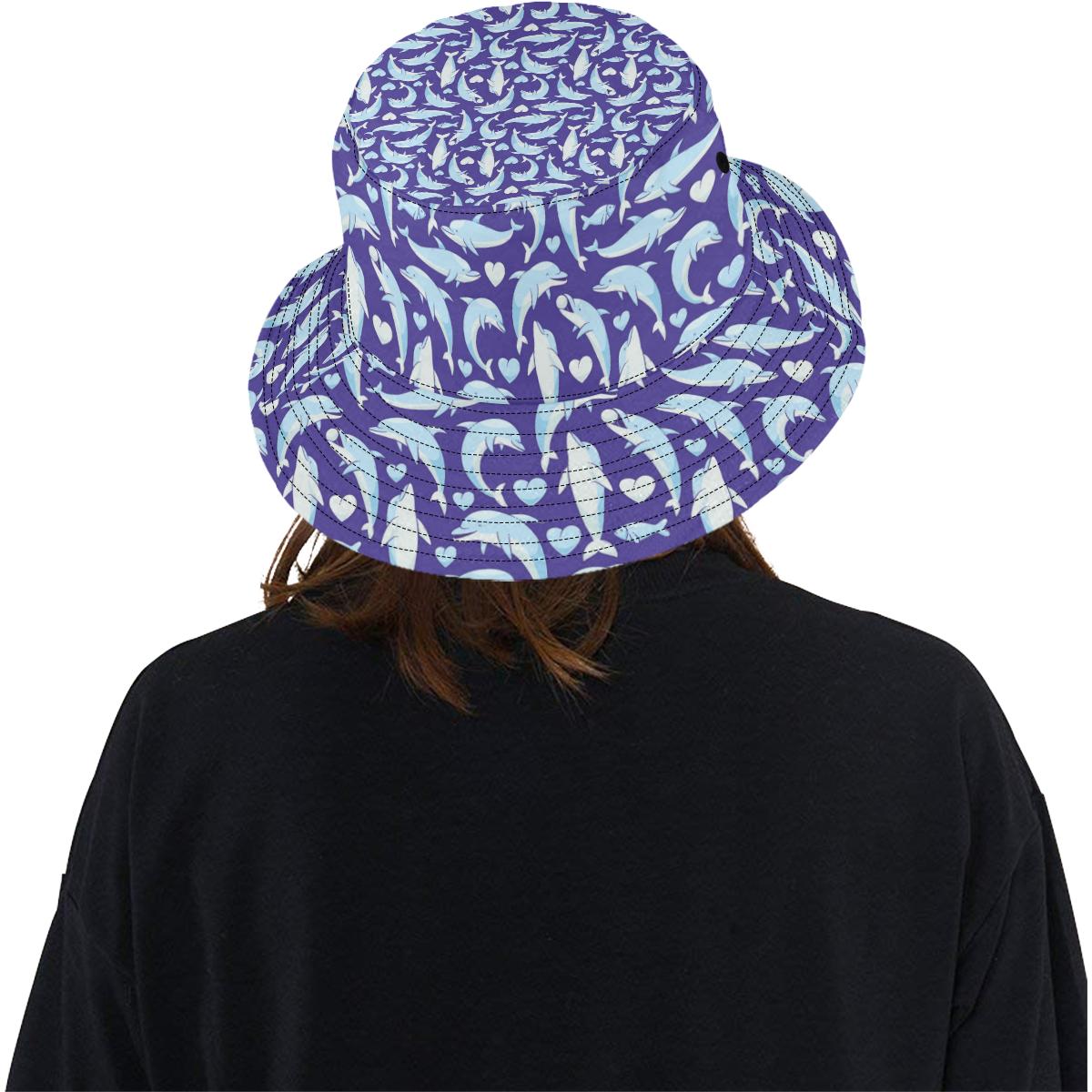 Dolphin Smile Print Pattern Unisex Bucket Hat