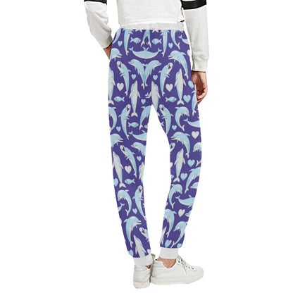 Dolphin Smile Print Pattern Unisex Casual Sweatpants (Model L11)-JTAMIGO.COM