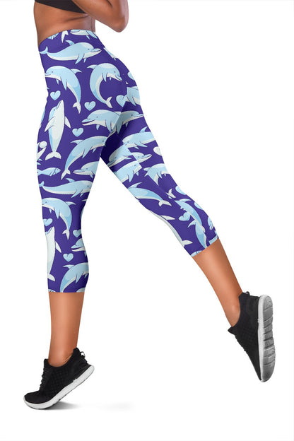 Dolphin Smile Print Pattern Women Capris