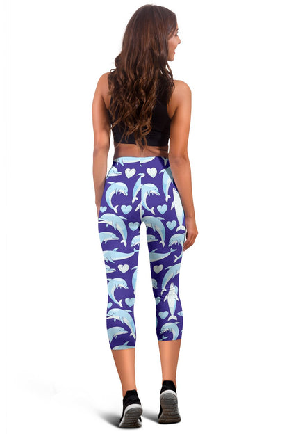 Dolphin Smile Print Pattern Women Capris