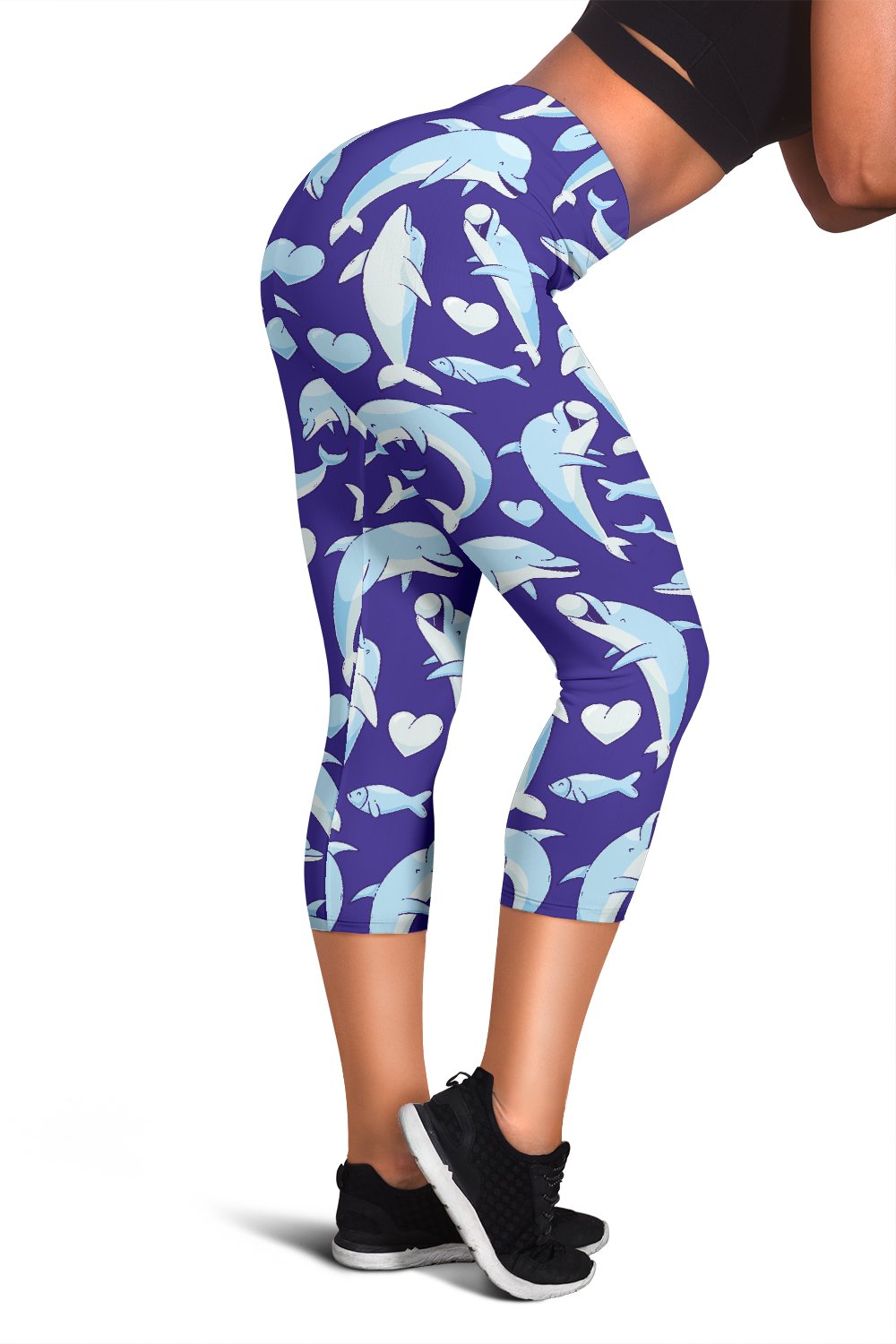 Dolphin Smile Print Pattern Women Capris