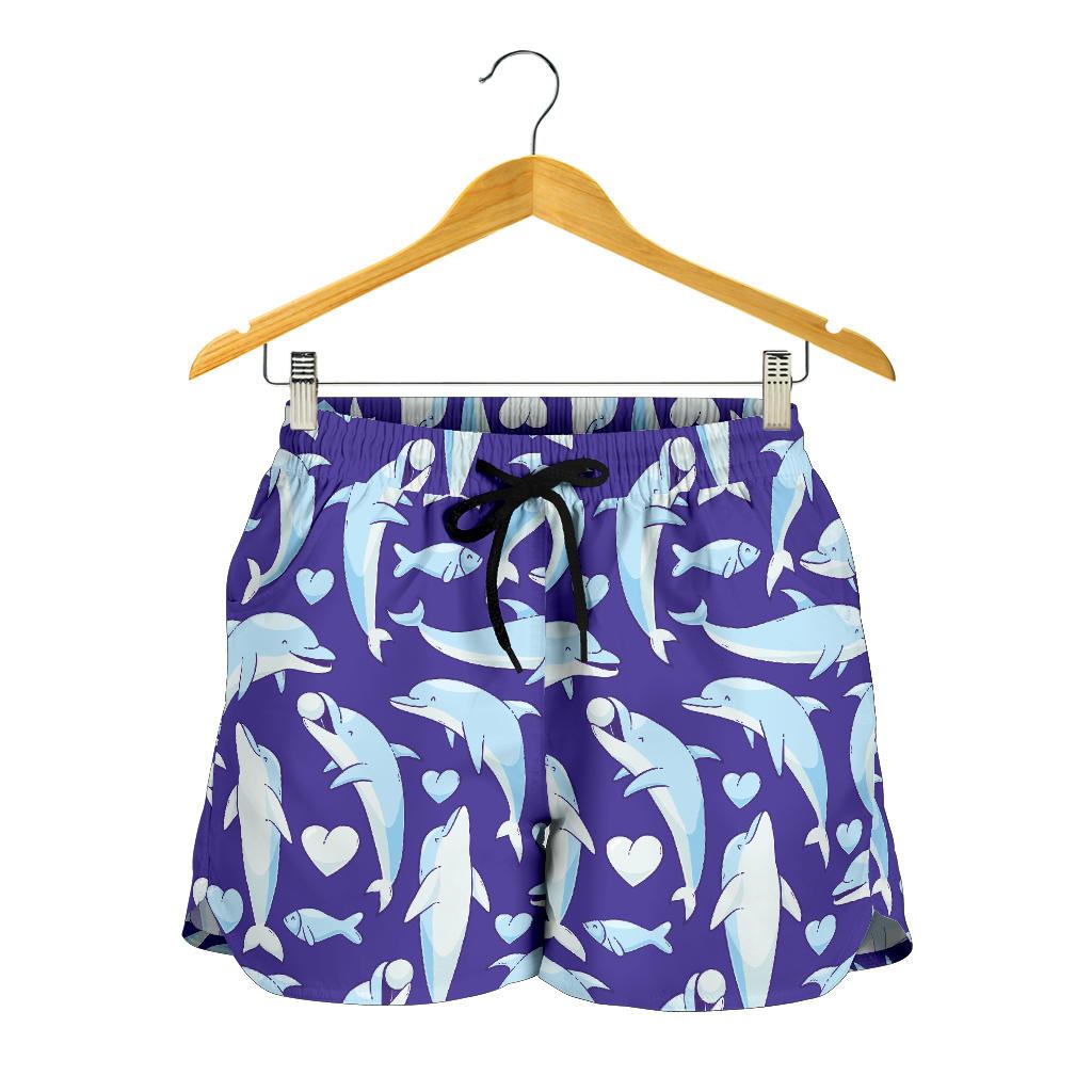 Dolphin Smile Print Pattern Women Shorts-JTAMIGO.COM