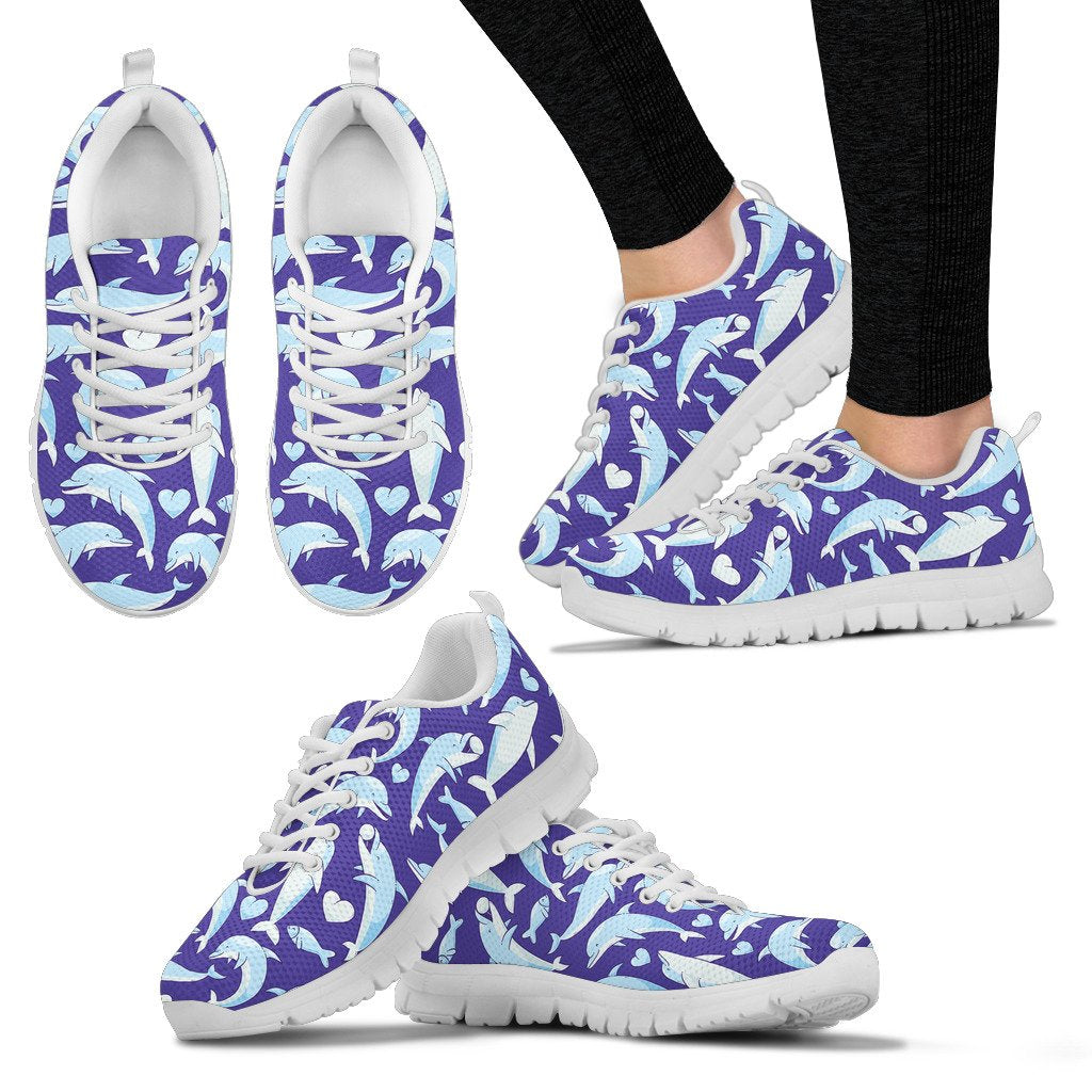 Dolphin Smile Print Pattern Women Sneakers Shoes